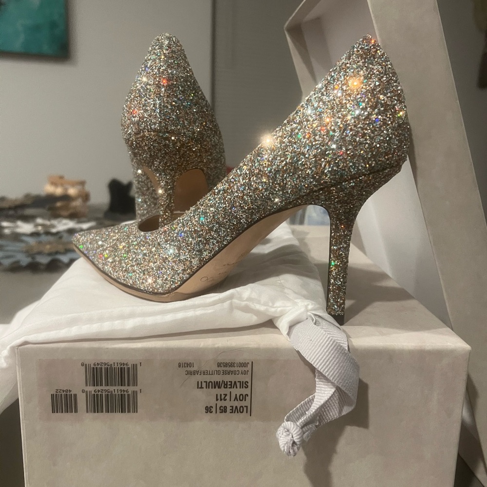 Jimmy Choo Sparkling Silver Heels - Picture 3 of 4